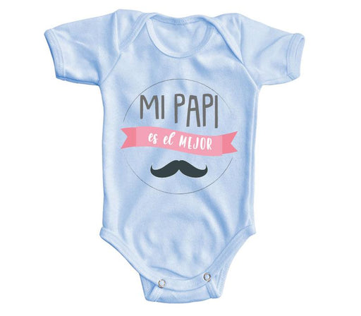Body Bebé Mi Papi Es El Mejor Pañalero Manga Corta / Azul / 0m