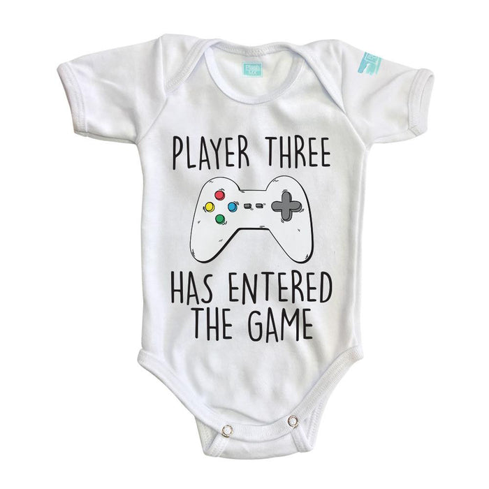 Body Bebe Player 3 Has Entered the Game Pañalero Manga Corta / Blanco / 0m