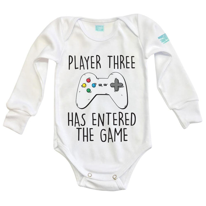 Body Bebe Player 3 Has Entered the Game Pañalero Manga Larga / Blanco / 0m