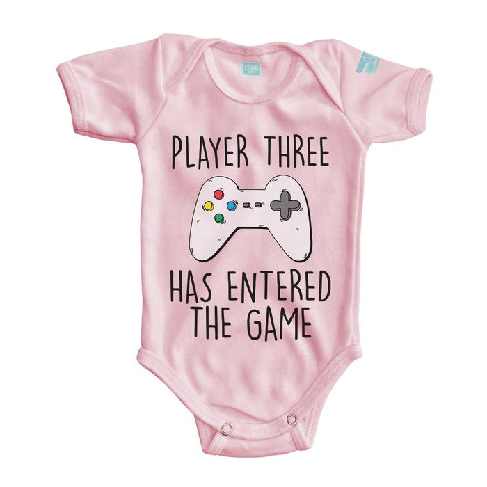 Body Bebe Player 3 Has Entered the Game Pañalero Manga Corta / Rosa / 0m