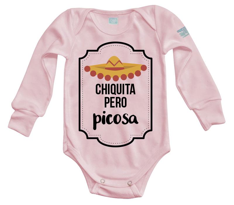 Body Bebé Chiquita pero Picosa Pañalero Manga Larga / Rosa / 0m