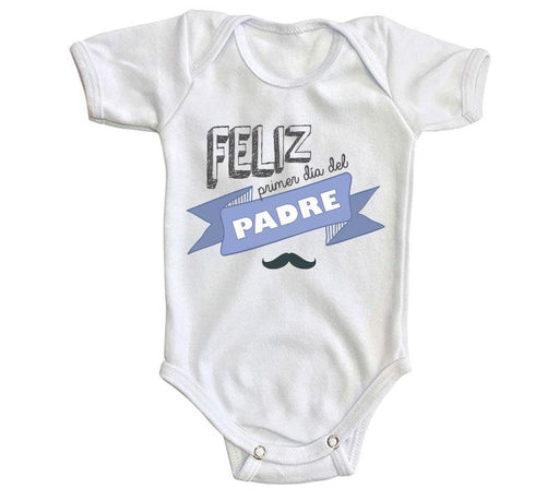 Body Bebé Feliz Primer Día del Padre Diseño Azul Pañalero Manga Corta / Blanco / 0m