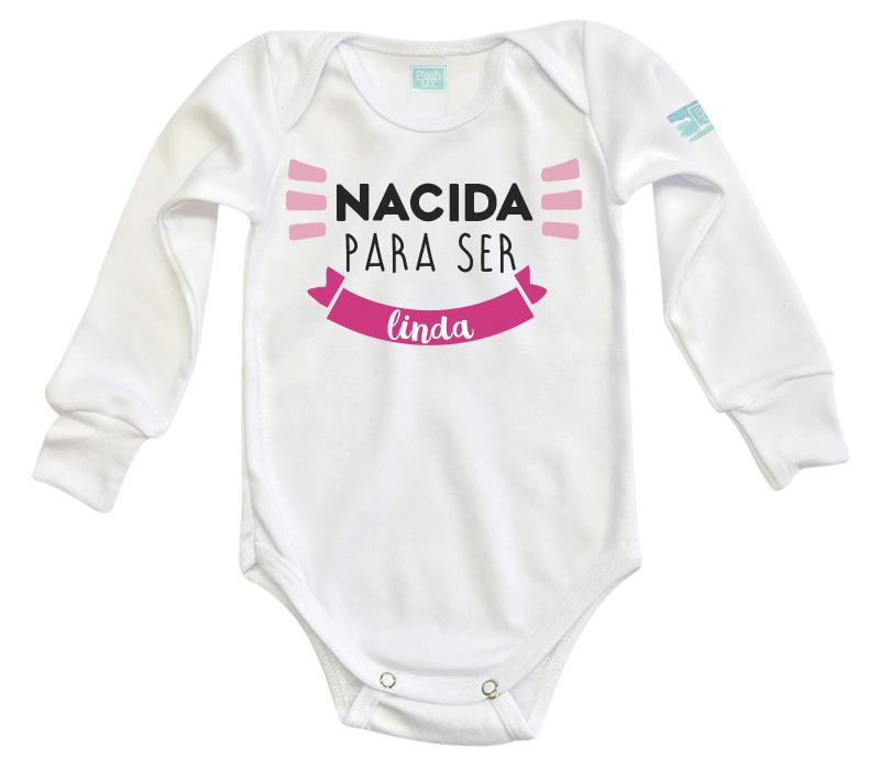 Body Bebé Nacida para ser Linda Pañalero Manga Larga / Blanco / 0m