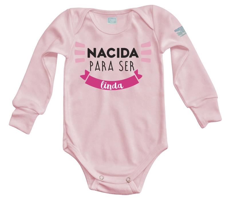 Body Bebé Nacida para ser Linda Pañalero Manga Larga / Rosa / 0m