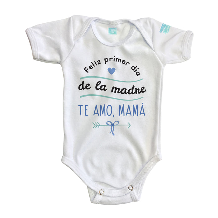 Body Bebé Feliz Primer Día de las Madres Pañalero Corta / 0m / Impresión Azul / Niño