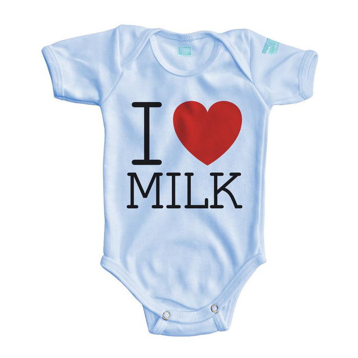 Body Bebé para bebe I Love Milk Pañalero Manga Corta / Azul / 0m