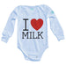 Body Bebé para bebe I Love Milk Pañalero Manga Larga / Azul / 0m