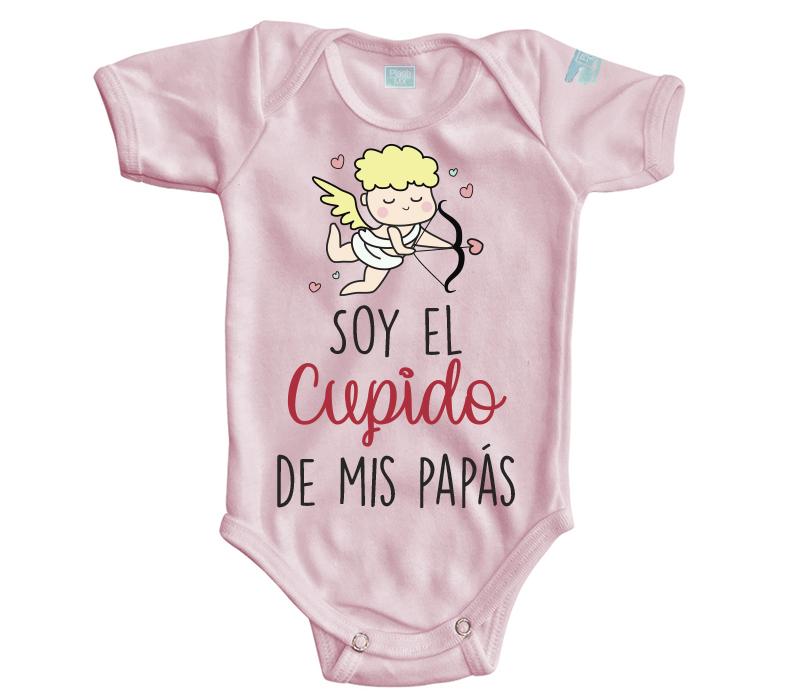 Body Bebé El Cupido De Mis Papás Pañalero Manga Corta / Rosa / 0m