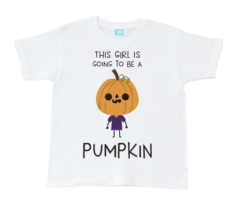 Playera para Niño Unisex Pumpkin Girl Playeras Para Niños Blanco / 1 año